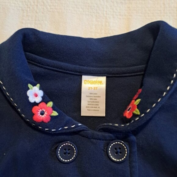 Gymboree girls size 2T - 3T Blooming Nautical blue flower double button knit - Picture 2 of 4